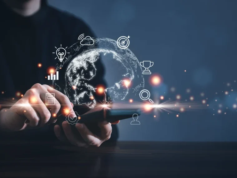 Visuel autour d'un téléphone et des moyens de communications
